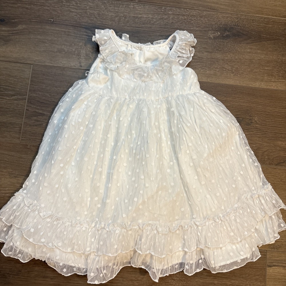 Laura Ashley Girls 24 M White Lace Sleeveless Dress Toddler Full Skirt Easter